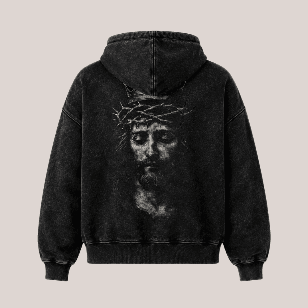REY DE REYES - HOODIE ACID WASH BOXY FIT - 0