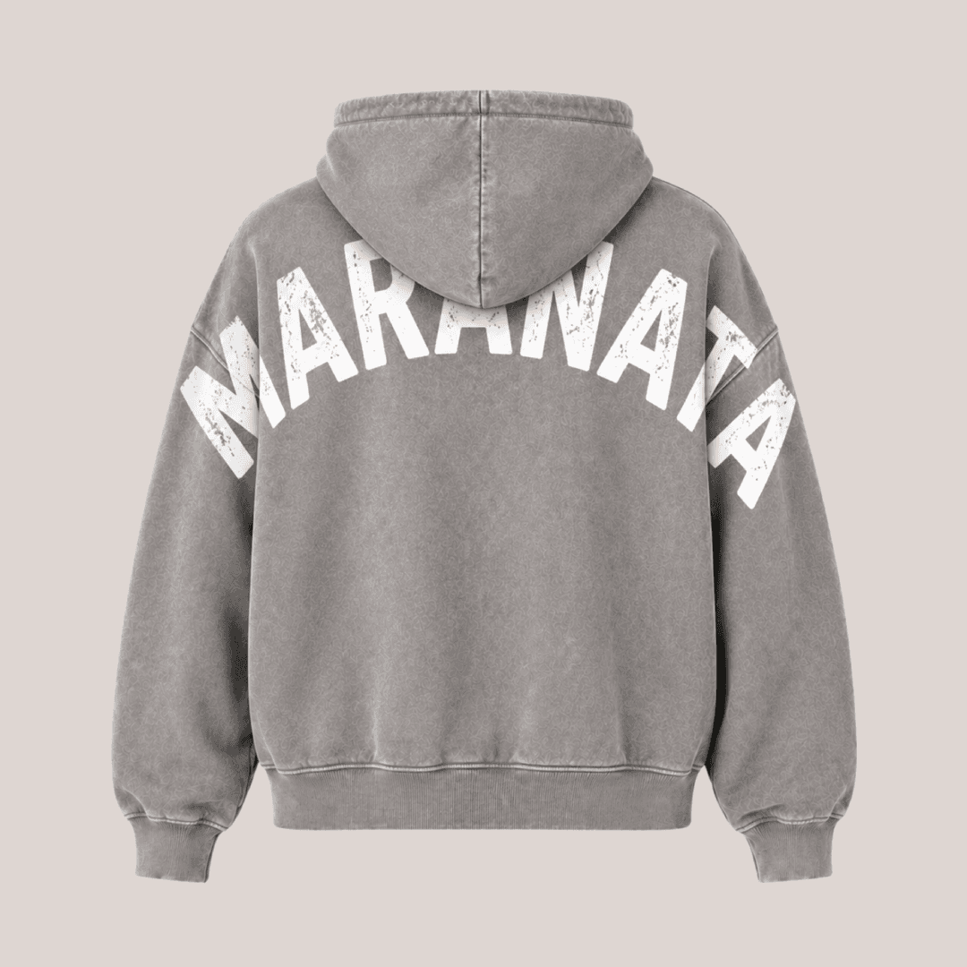 MARANATA BACK - HOODIE ACID WASH BOXY FIT - 0